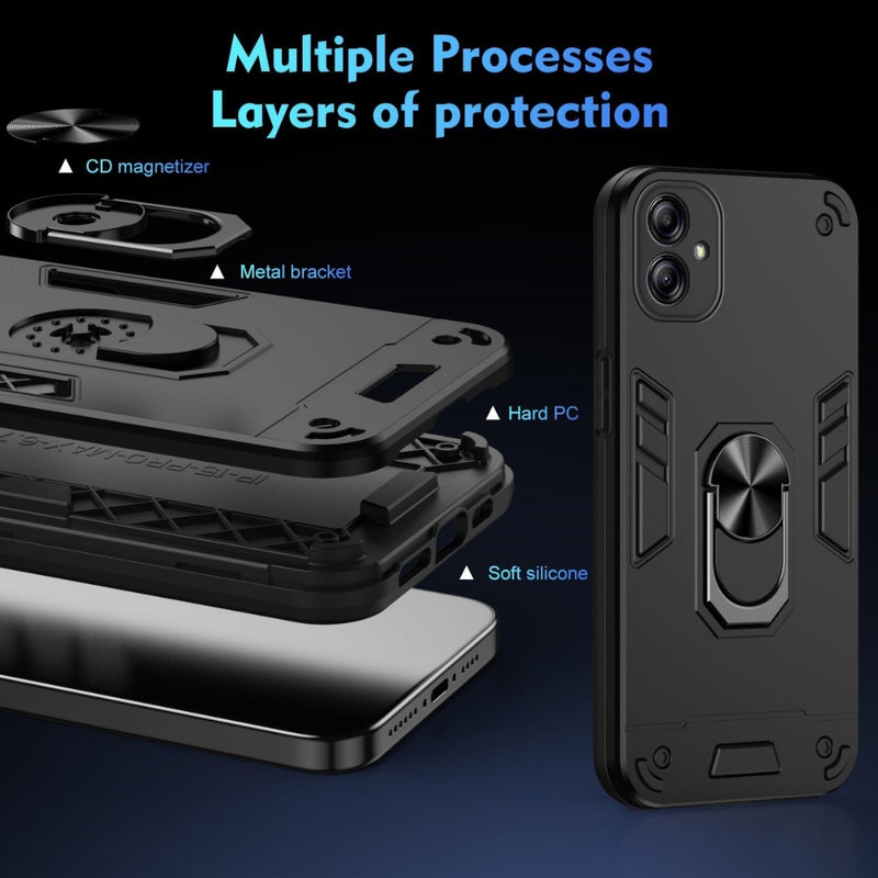 Chargez l&#39;image dans la visionneuse de la galerie, Samsung Galaxy A06 4G (SM-A065) - Shockproof Metal Ring Holder Phone Case

