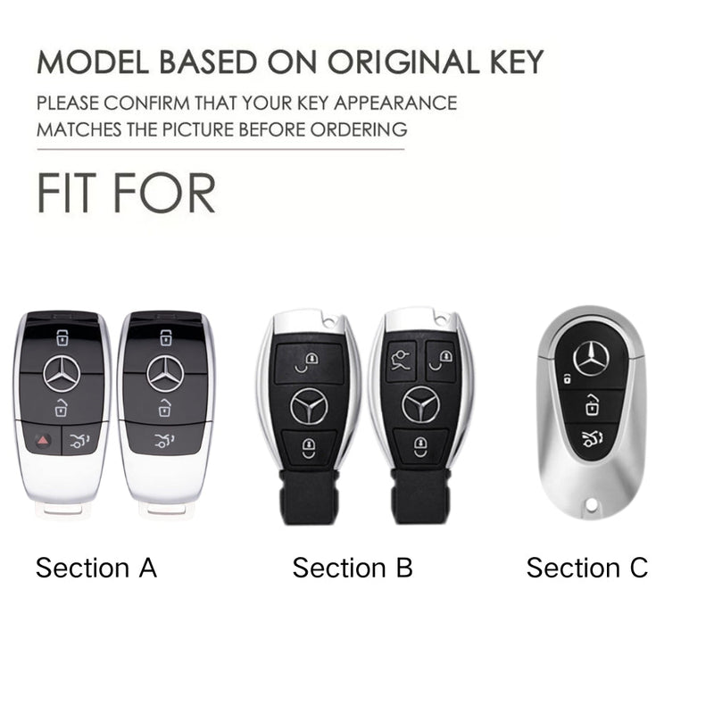 Cargue la imagen en el visor de la galería, Mercedes Benz Zinc Alloy + Carbon Fiber Texture Car Key Fob Case Cover For Benz A, B, C, E, S, G-Class, GLA, GLB, GLC, GLE, GLS, CLA, CLS, EQC
