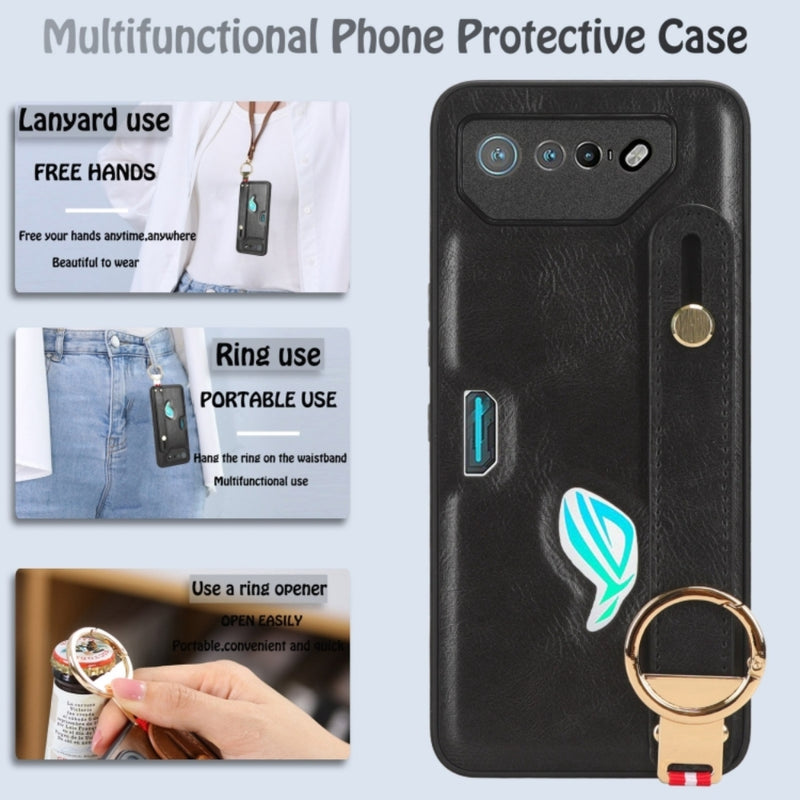 Cargue la imagen en el visor de la galería, Asus ROG Phone 5 - Wristband Leather Back Phone Case
