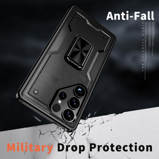 Samsung Galaxy S21 5G (SM-G991) - TPU+PC 2-in-1 Material Shockproof Protective Case with Metal Rotating Stand