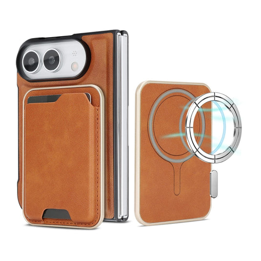 Apple iPhone Ultra / Fold - Kalebol Slim MagSafe Ring Magnetic Card Bag Leather Phone Case
