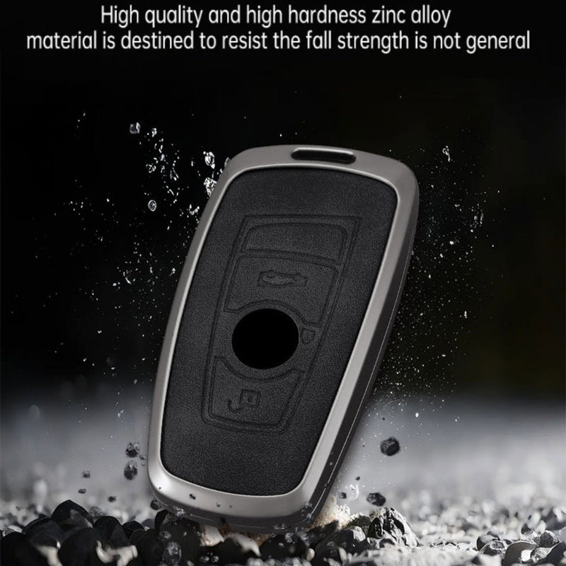 Load image into Gallery viewer, BMW Zinc Alloy + Leather Protection Car Key Fob Case Cover For X1, X6, X7, ix1, ix40, ix50
