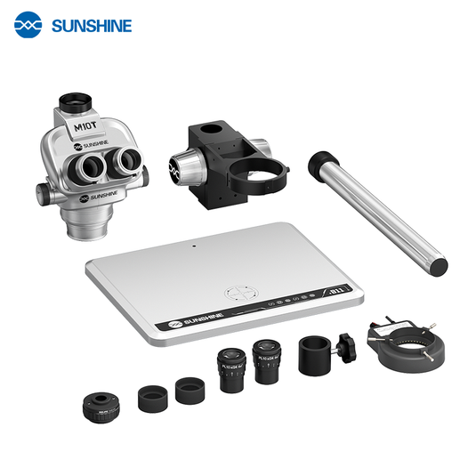 [M10T-B11] SUNSHINE 6.5X-55X Trinocular Zoom Stereo Microscope with B11 Aluminum Alloy Base
