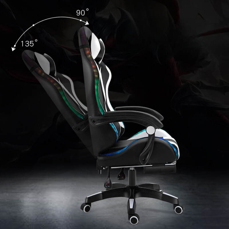 Cargue la imagen en el visor de la galería, [Built-in RBG LED Light] PU Leather Latex Cushion Gaming Racing Chair Office Chair - Polar Tech Australia

