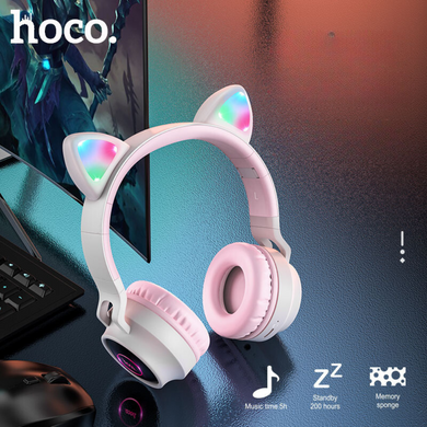 [W27] HOCO Wireless RBG Light Effect Cat Ear Cute Style Girl Gaming Earphone Earpod Headphone - Polar Tech Australia