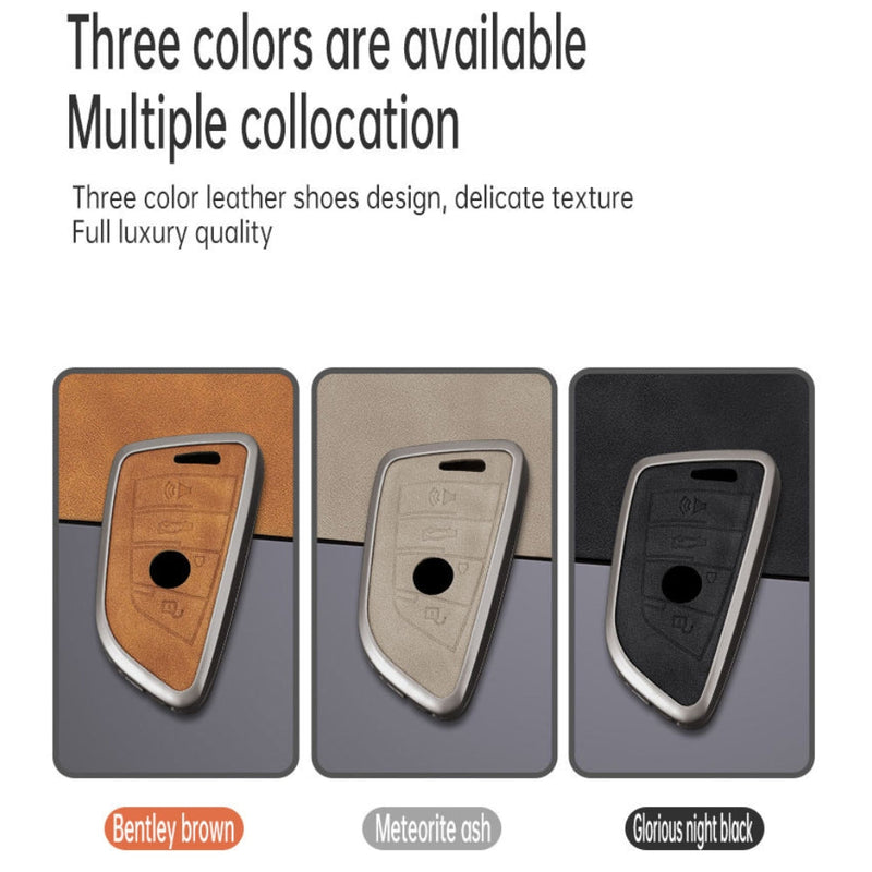 Load image into Gallery viewer, BMW Zinc Alloy + Leather Protection Car Key Fob Case Cover For X1, X6, X7, ix1, ix40, ix50
