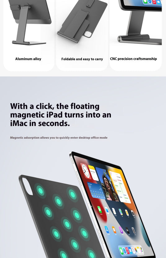 Magnetic wireless charging iPad stand with 18W contacts for charging magnetic tablets - Polar Tech Australia