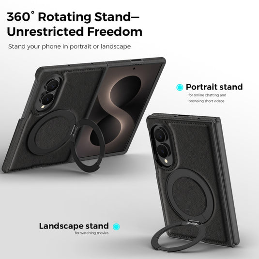 Samsung Galaxy Z Fold8 5G - Magnetic Leather Case with 360° Rotating Foldable Stand