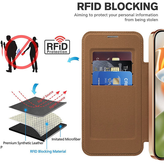 Google Pixel 10 Pro XL - Shield Magsafe RFID Anti-theft Rhombus Leather Phone Case
