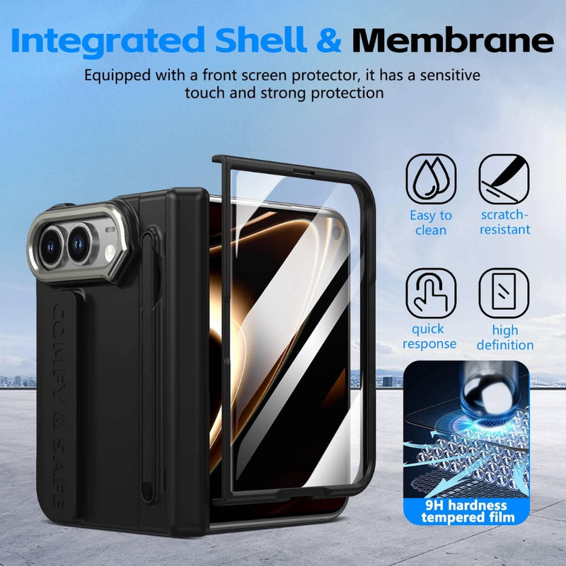 Chargez l'image dans la visionneuse de la galerie, Apple iPhone Ultra / Fold - Film Integrated Lens Frame Bracket Phone Case with Wristband / Pen
