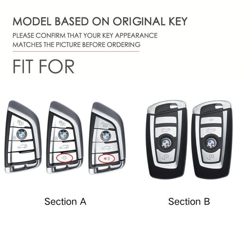 Cargue la imagen en el visor de la galería, BMW Zinc Alloy + Leather Car Key Fob Case Cover For 1, 3, 4, 5, 6 Series, X3, X5, X6, X7
