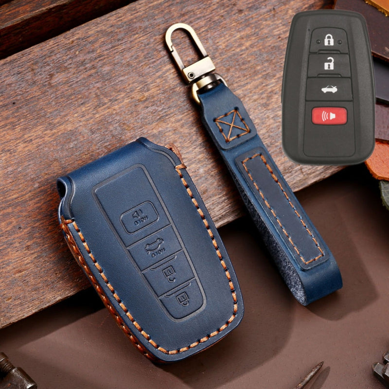 Chargez l&#39;image dans la visionneuse de la galerie, Toyota Handcrafted Genuine Leather Car Key Fob Protective Case Cover For Camry, C-HR, Corolla, RAV4, Avalon, Land Cruiser, Prado, Prius
