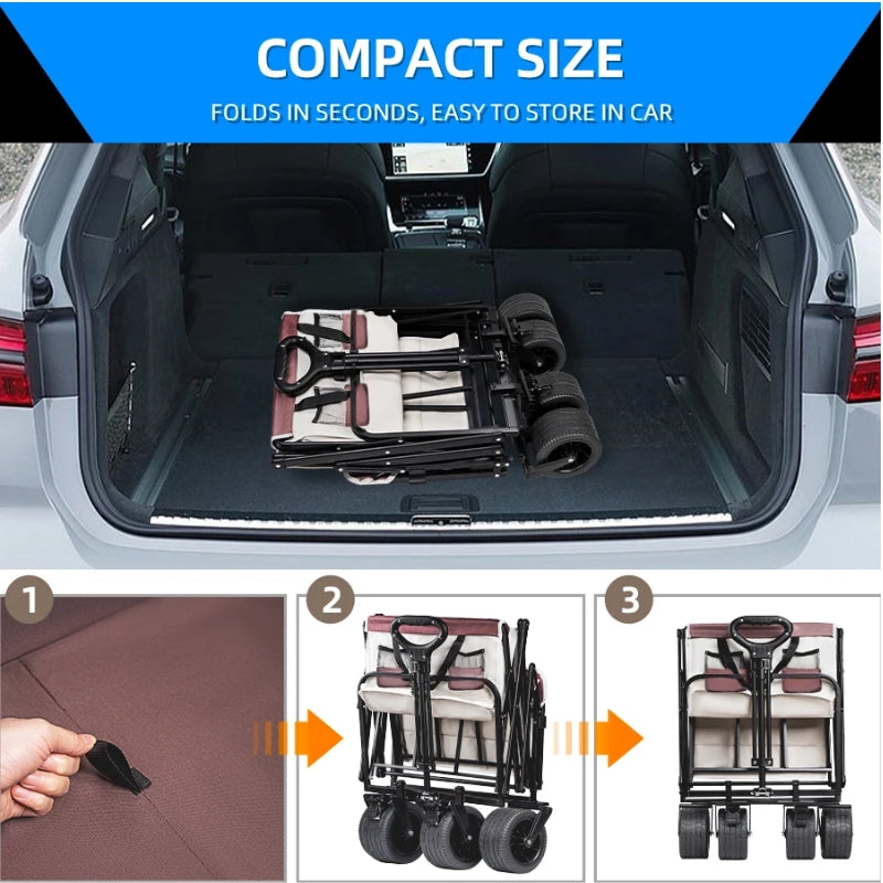 Load image into Gallery viewer, Extender Folding Cart Outdoor Extra Long Utility Large Capacity Wagon Cart Camping Picnic Trolley Beach Collapse Folding Cart - Polar Tech Australia
