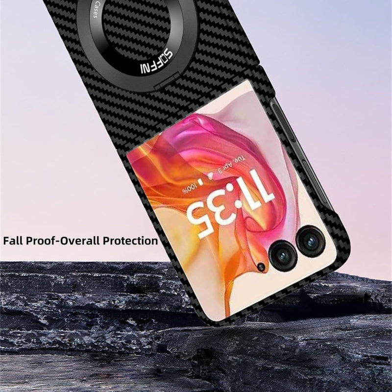 Load image into Gallery viewer, [360° Rotating Bracket] Motorola Razr 50/Ultra - Carbon Fiber Style MagSafe Magnetic Shockproof Protective Case - Polar Tech Australia
