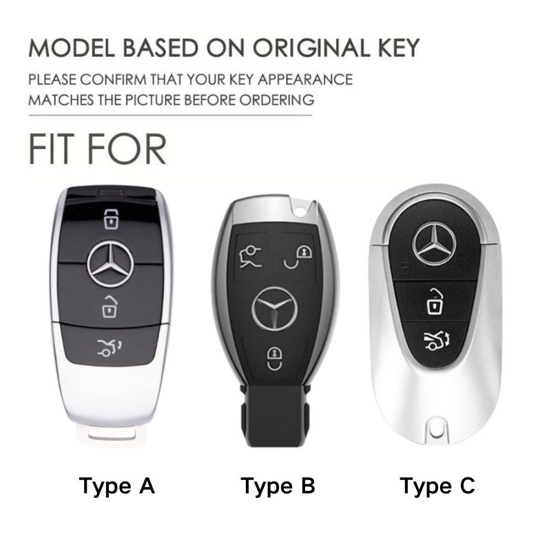 Chargez l&#39;image dans la visionneuse de la galerie, Mercedes Benz Aluminum Alloy Leather Car Key Fob Protection Case Cover For Benz A, C, E, S, G-Class, GLA, GLB, GLC, GLE, GLS, CLA, CLS, EQC
