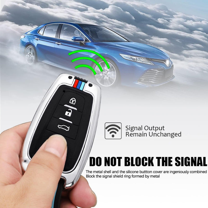 Chargez l&#39;image dans la visionneuse de la galerie, Toyota Metal Shell &amp; Soft Silicone Full Protection Car Key Fob Case Cover For Camry RAV4 Highlander Avalon C-HR Prius Corolla
