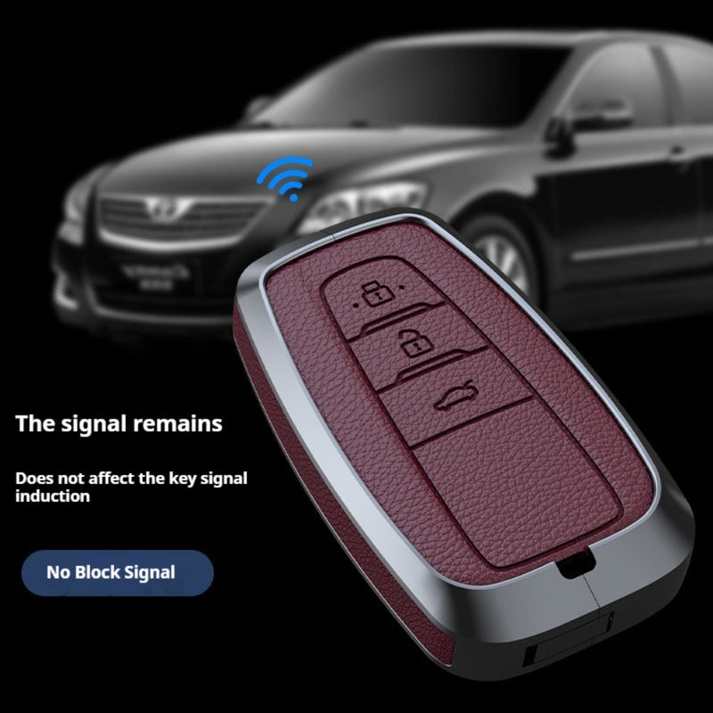 Chargez l&#39;image dans la visionneuse de la galerie, Toyota Zinc Alloy Leather Car Key Fob Case Cover For Camry, C-HR, Corolla, RAV4, Avalon, Land Cruiser, Prado, Prius
