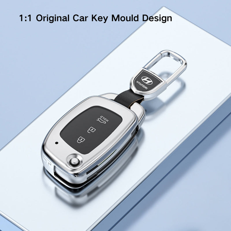 Load image into Gallery viewer, Hyundai Zinc Alloy + Carbon Fiber Texture Car Key Fob Case Cover For Palisade, Elantra, Accent, Kona, Santa Fe, Veloster
