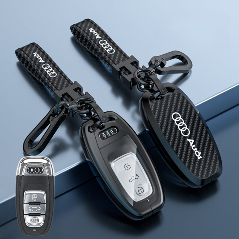 Load image into Gallery viewer, Audi Zinc Alloy + Carbon Fiber Texture Car Key Fob Case Cover For A3, A4, A5, A6, Q2, Q3, Q5, Q7, Q8, e-tron
