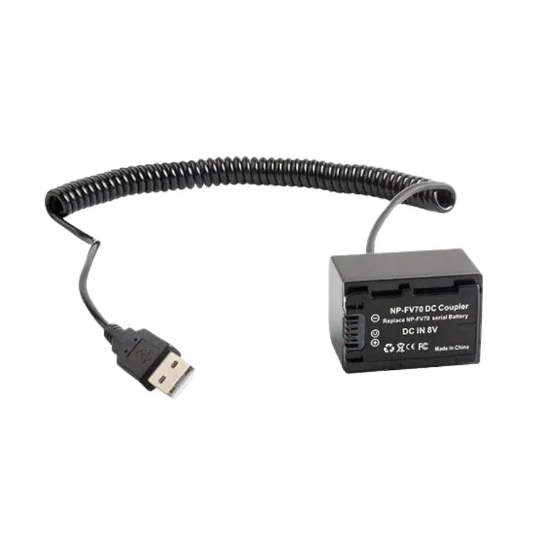 Cargue la imagen en el visor de la galería, [NP-FV70][USB] Sony AX700 AX60 HDR-CX680 PJ675 - Cameras Spring Cable Dummy Battery - Polar Tech Australia
