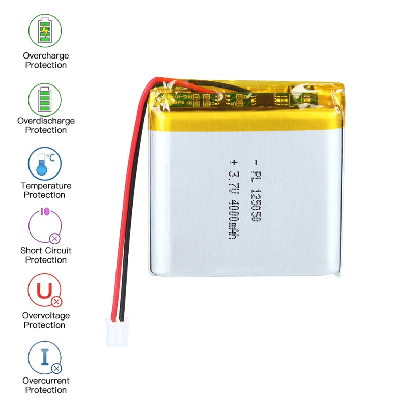 Cargue la imagen en el visor de la galería, [PH2.0-JST Connector][125050] Universal 4000mAh 3.7V Rechargeable Li-Ion Lithium Polymer Battery - Polar Tech Australia
