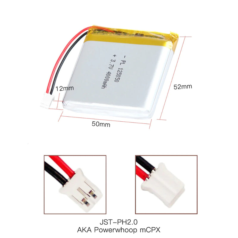 Cargue la imagen en el visor de la galería, [PH2.0-JST Connector][125050] Universal 4000mAh 3.7V Rechargeable Li-Ion Lithium Polymer Battery - Polar Tech Australia
