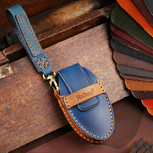 Hyundai Handcrafted Genuine Leather Car Key Fob Protective Case Cover For Ionic 6, Kona EV, Grandeur GN7