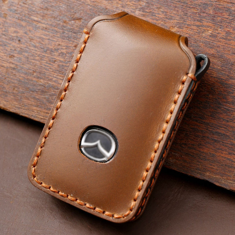 Load image into Gallery viewer, Mazda Handcrafted Genuine Leather Folding Car Key Fob Case Cover For CX-5, CX-3, CX-30, CX-9
