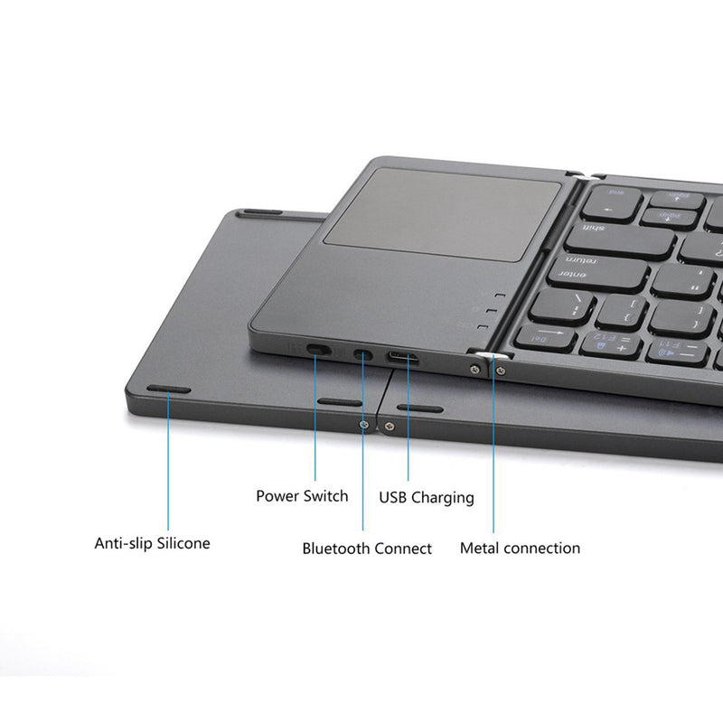 Load image into Gallery viewer, Foldable Bluetooth Keyboard with Touchpad Portable Wireless Keyboard , Rechargeable Full Size Ultra Slim Pocket Folding Keyboard for Android Windows iOS Tablet And Mobile Phone - Polar Tech Australia
