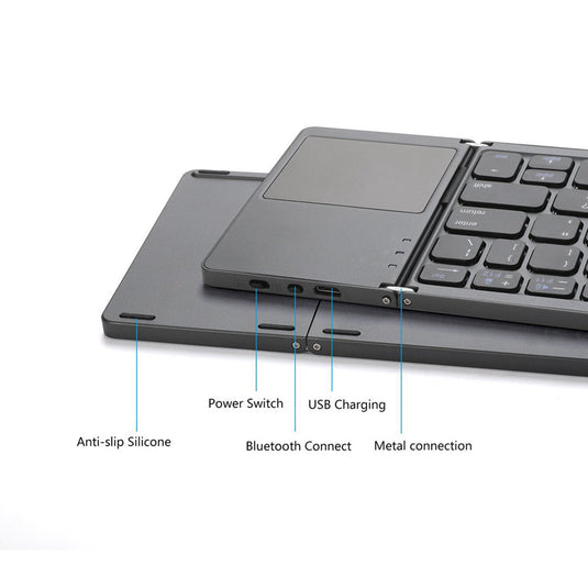 Foldable Bluetooth Keyboard with Touchpad Portable Wireless Keyboard , Rechargeable Full Size Ultra Slim Pocket Folding Keyboard for Android Windows iOS Tablet And Mobile Phone - Polar Tech Australia
