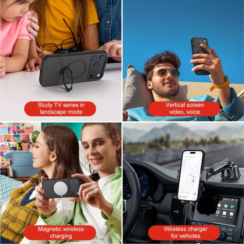 Load image into Gallery viewer, Apple iPhone 17 Pro - Contrast Color Rotation Holder Magsafe Phone Case
