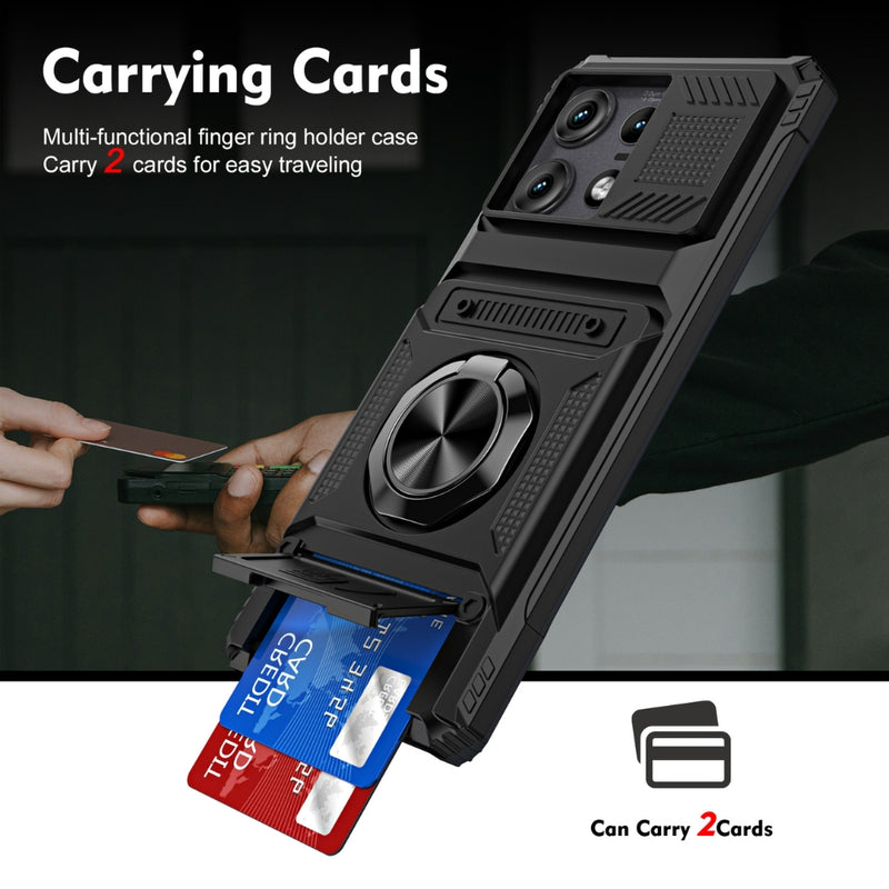 Cargue la imagen en el visor de la galería, Motorola Moto G Stylus 5G (2024) - TPU+PC Shockproof Card Slot Phone Case with Metal Ring Holder
