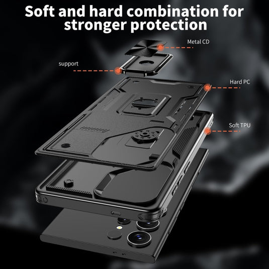 Samsung Galaxy S21 5G (SM-G991) - TPU+PC 2-in-1 Material Shockproof Protective Case with Metal Rotating Stand