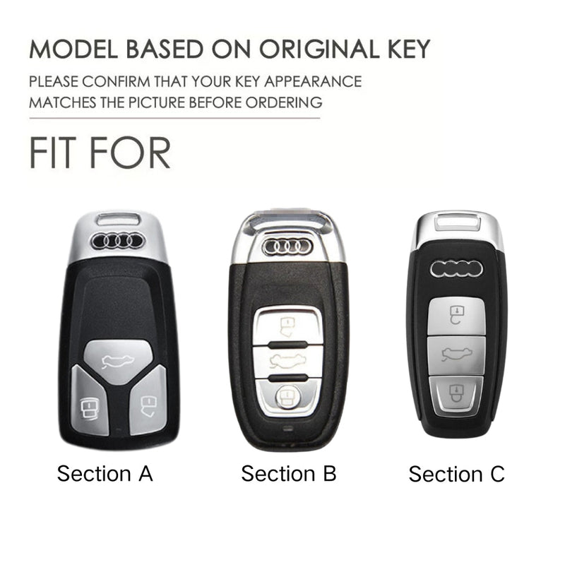 Load image into Gallery viewer, Audi Handcrafted Genuine Leather Car Key Fob Case Cover For A3, A4, A5, A6, A8, Q2, Q5, Q7, Q8, e-tron
