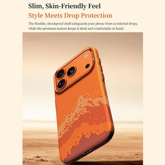 Apple iPhone 18 Pro - Kevlar Pixel Grid Texture Magnetic Phone Case