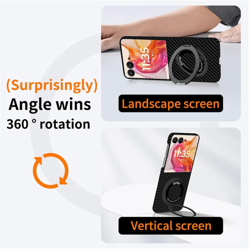 Load image into Gallery viewer, [360° Rotating Bracket] Motorola Razr 50/Ultra - Carbon Fiber Style MagSafe Magnetic Shockproof Protective Case - Polar Tech Australia
