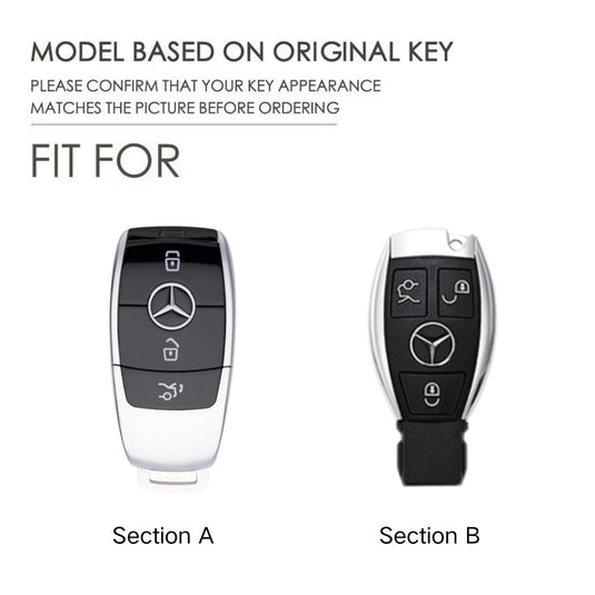 Mercedes Benz Carbon Fiber Metal Protective Car Key Fob Case Cover For Benz A, B, C, E, GLC, GLE