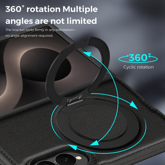 Samsung Galaxy Z Fold8 5G - Magnetic Leather Case with 360° Rotating Foldable Stand
