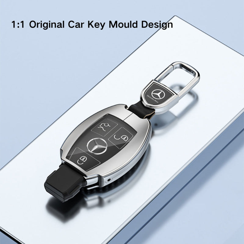 Cargue la imagen en el visor de la galería, Mercedes Benz Zinc Alloy + Carbon Fiber Texture Car Key Fob Case Cover For Benz A, B, C, E, S, G-Class, GLA, GLB, GLC, GLE, GLS, CLA, CLS, EQC

