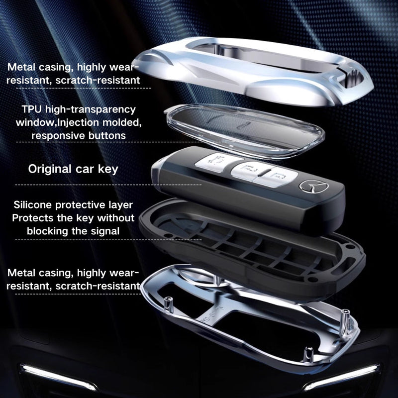 Chargez l&#39;image dans la visionneuse de la galerie, Mazda Stylish Metal Car Key Fob Case Cover For CX-5, CX-3, CX-30, CX-8, MX-5, Mazda3,6

