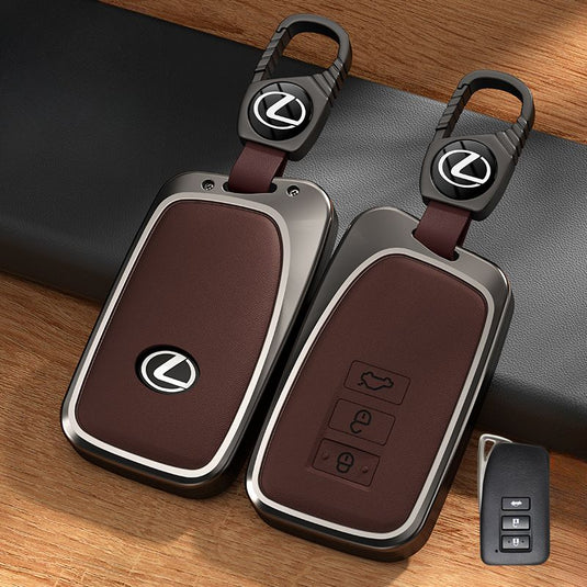 Lexus Aluminum Alloy + PU Leather Car Key Fob Case Cover For ES200, ES300h, RX350h, RX300, NX200, NX260 - Polar Tech Australia