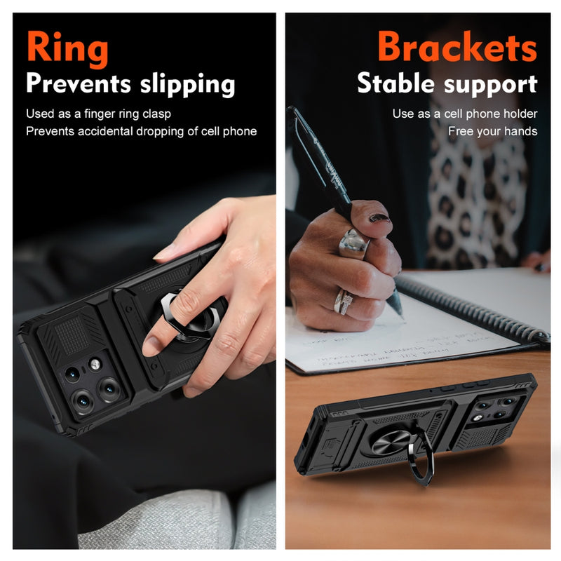 Cargue la imagen en el visor de la galería, Motorola Moto G Stylus 5G (2024) - TPU+PC Shockproof Card Slot Phone Case with Metal Ring Holder
