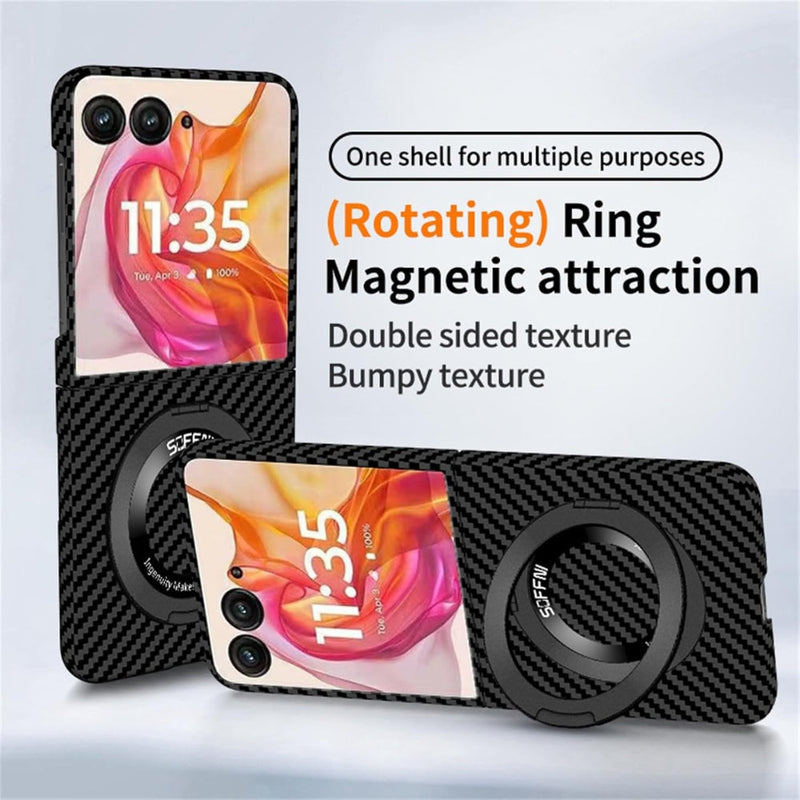 Load image into Gallery viewer, [360° Rotating Bracket] Motorola Razr 50/Ultra - Carbon Fiber Style MagSafe Magnetic Shockproof Protective Case - Polar Tech Australia
