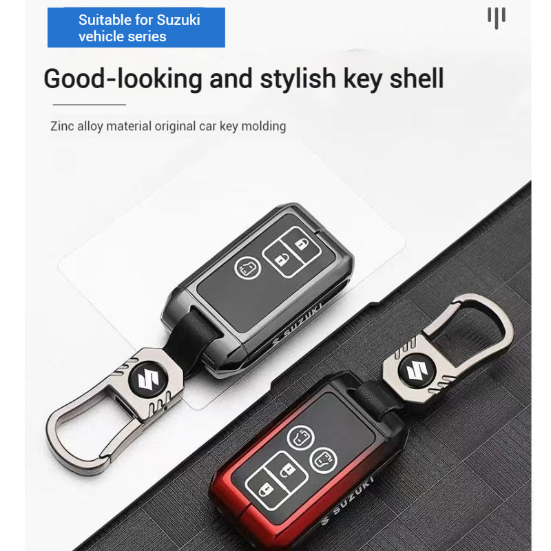 Chargez l&#39;image dans la visionneuse de la galerie, Suzuki Zinc Alloy + Silicone Car Key Fob Case Cover For Dzire, Ertiga, Vitara, Brezza, Baleno, HustlerJimny,

