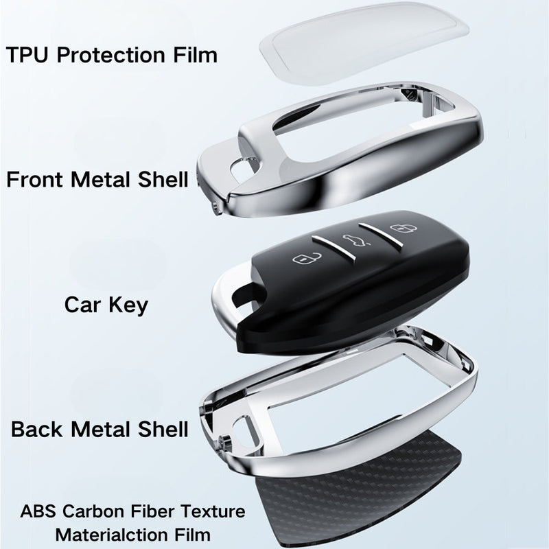 Load image into Gallery viewer, Hyundai Zinc Alloy + Carbon Fiber Texture Car Key Fob Case Cover For Palisade, Elantra, Accent, Kona, Santa Fe, Veloster
