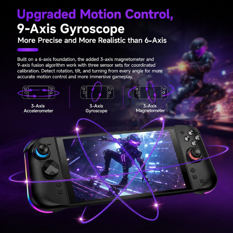 Chargez l'image dans la visionneuse de la galerie, Nintendo Switch 2 Left + Right Magnetic Controllers 9-Axis RGB Motion-Sensing Hall-Effect Joystick With Bluetooth 5.4 Wake-Up and Burst Fire Functionality
