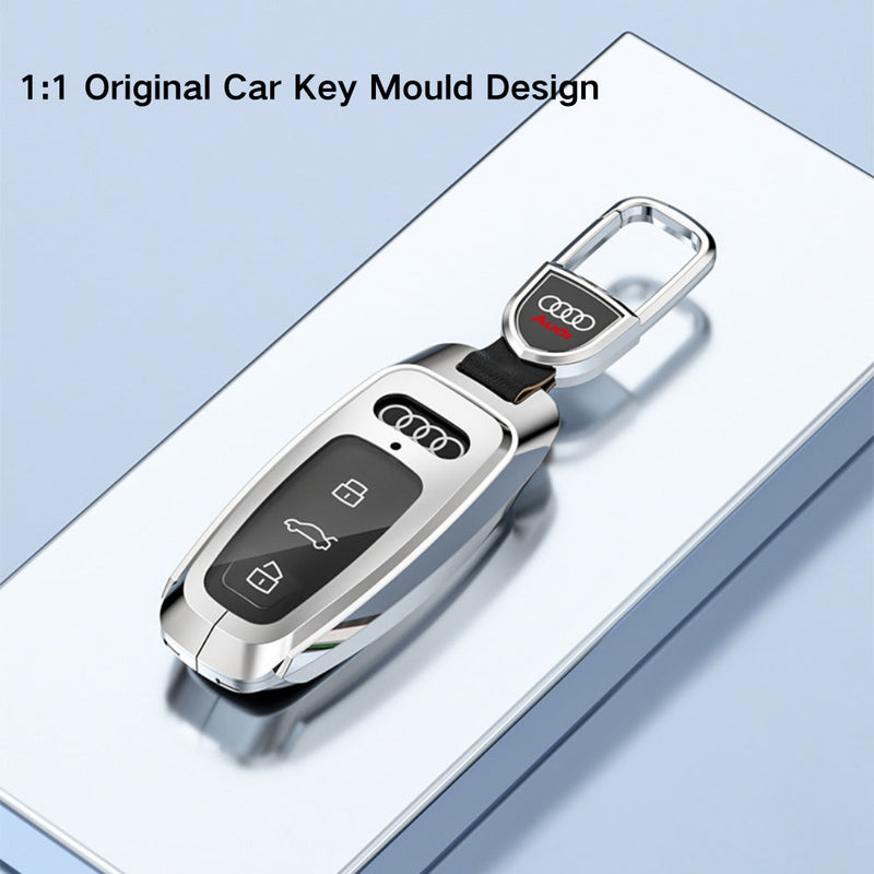 Load image into Gallery viewer, Audi Zinc Alloy + Carbon Fiber Texture Car Key Fob Case Cover For A3, A4, A5, A6, Q2, Q3, Q5, Q7, Q8, e-tron
