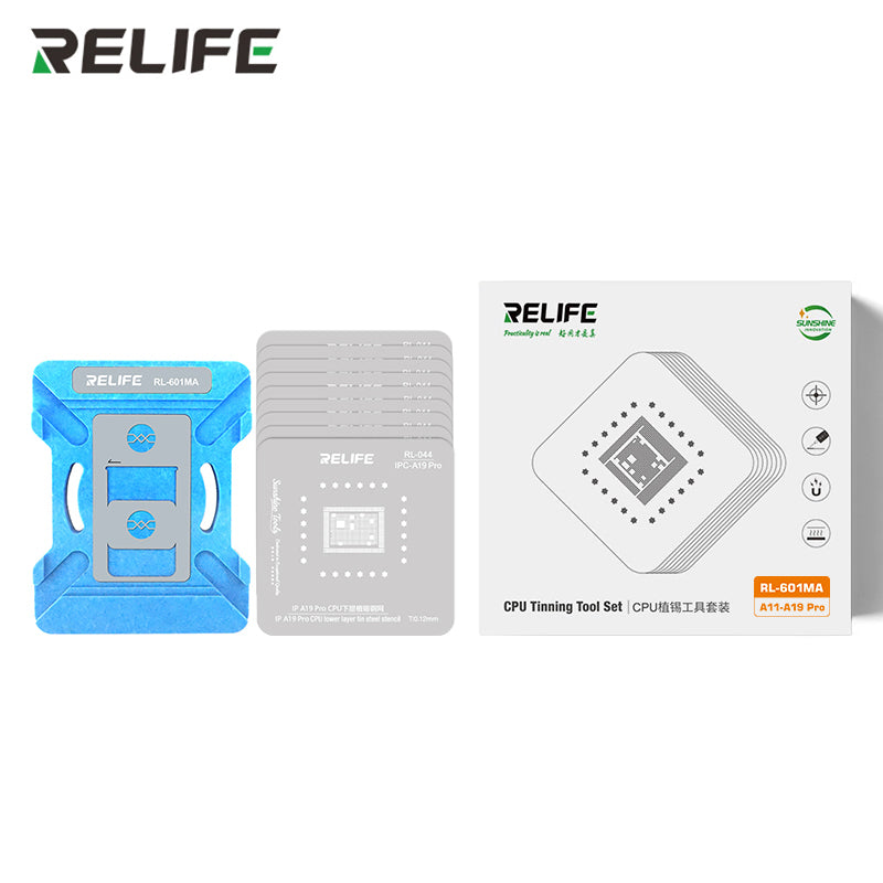 Cargue la imagen en el visor de la galería, [RL-601MA] Relife RL-601MA iPhone CPU Lower Layer Tin Planting Platform Set for iPhone 8 to 17Pro Max A11 to A19 Pro
