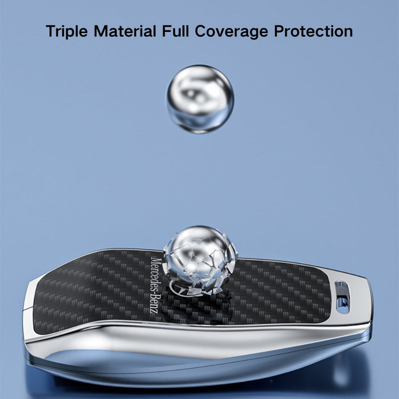 Cargue la imagen en el visor de la galería, Mercedes Benz Zinc Alloy + Carbon Fiber Texture Car Key Fob Case Cover For Benz A, B, C, E, S, G-Class, GLA, GLB, GLC, GLE, GLS, CLA, CLS, EQC

