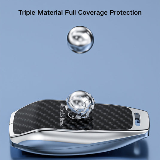 Mercedes Benz Zinc Alloy + Carbon Fiber Texture Car Key Fob Case Cover For Benz A, B, C, E, S, G-Class, GLA, GLB, GLC, GLE, GLS, CLA, CLS, EQC